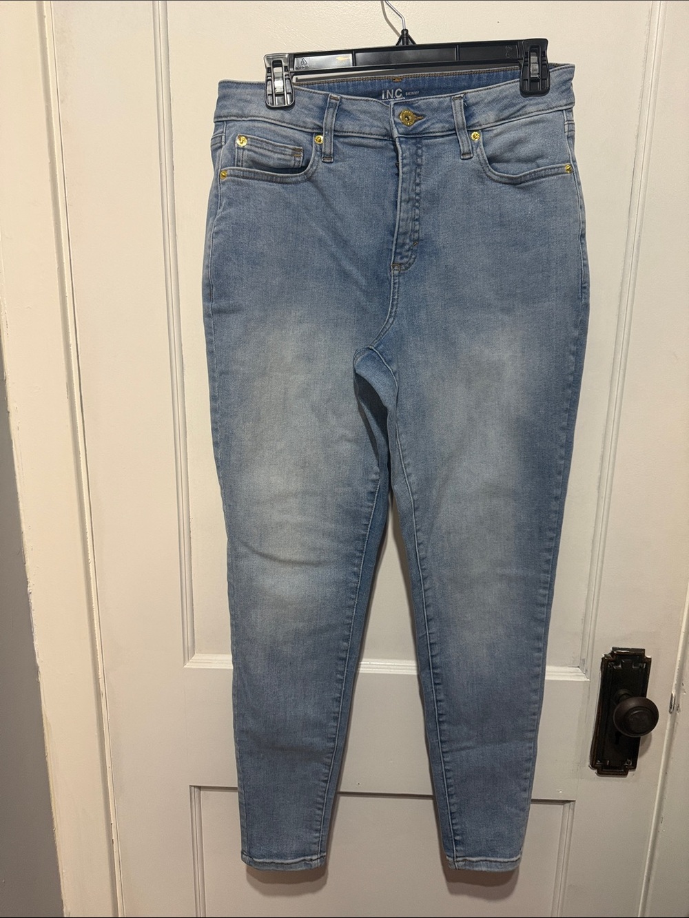 INC International Concepts High-Rise Light Wash Skinny Jeans - Light Blue